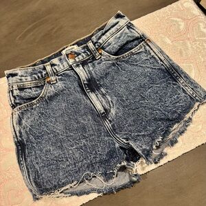 Wrangler Distressed Dark Blue Jean Shorts